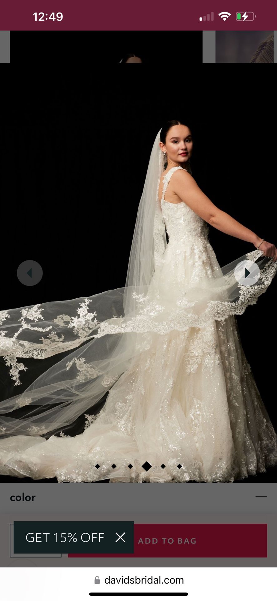 cathedral veil with lace appliques - Ivory