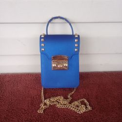 Cellphone chain jelly crossbody bag - blue
