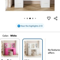 YESHOMY Vanity Desk with Mirror, Power Outlet and 10 Lights, Makeup Table with 7 Drawers, 3 Color Modes Available for Bedroom, White