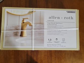 Allen + roth Brushed Gold Bathroom Faucet Single Hole 1 Handdle Water Sense High Arch Bathroom Faucet.