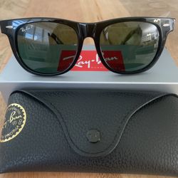 NEW Ray-Ban RB2140 50mm Square Sunglasses in Shiny Black with Green Lens