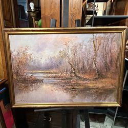 Mid Century, beautiful scenery, signed by the artist oil on canvas