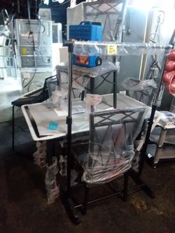 Five pc table black glass