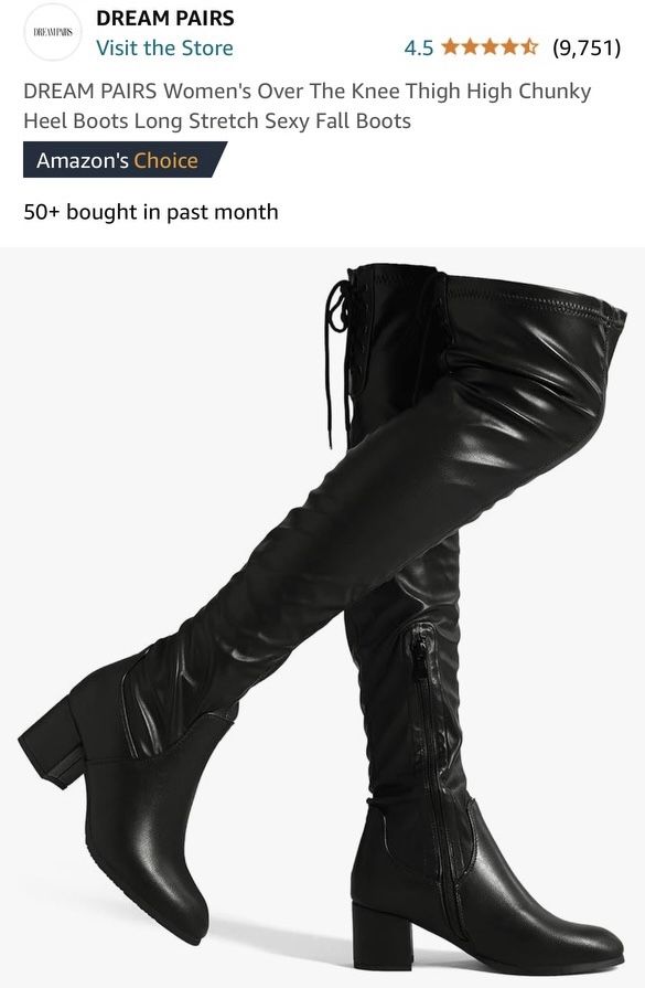 Dream Pair Thigh High Black Boots Size 6.5