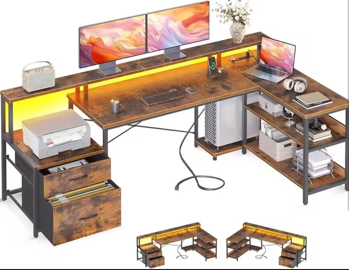 Brown 75 Inch Desk