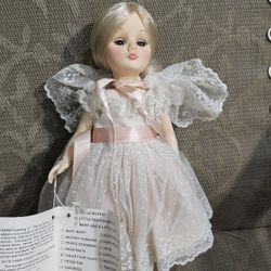 Vtg Effanbee Sleepy Eyed Rooted Hair Doll White Lace Peach Dress Storybook 11"