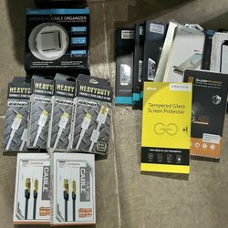 Old IPHONES, Screen Protectors, Old Case For Tablets, NEW “TYPE C” CHARGING CABLES.