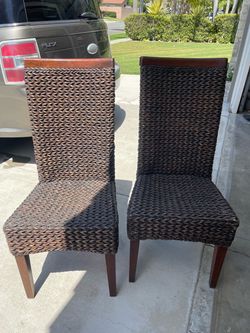 Woven Rattan Dining Chairs – Set of 2
