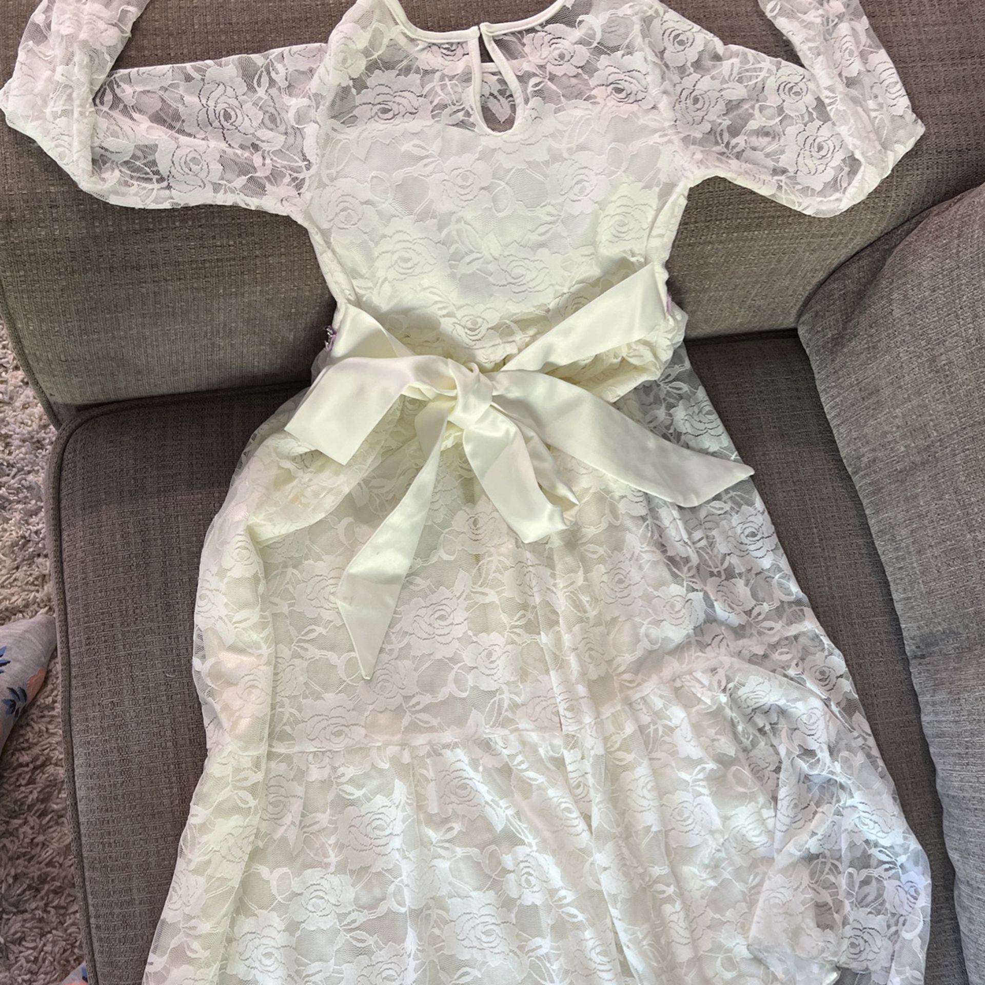 Kids Flower Girl Lace Wedding Dress - Size 5/6 - 0ff White - New 