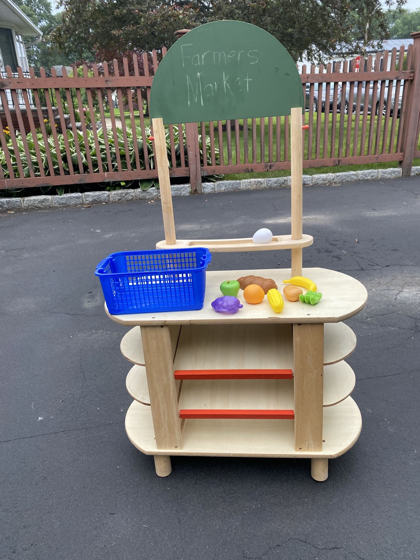 Wooden Market Stall Farmers Market Grocery Stand Kids Pretend Shopping 46” high by 27.5” wide