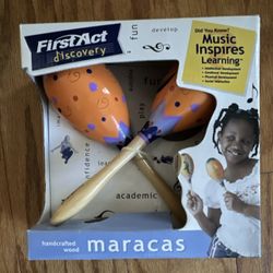 First Act Discovery Handcrafted Wood Maracas, Individually Painted, 2 Pieces