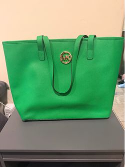 Michael Kors Fulton Green Leather Tote Bag