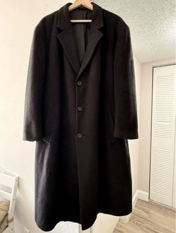 Lauren Ralph Lauren Men's Wool 44R 44 Regular Overcoat Black Dark Charcoal Coat 3/4 Length 45” Long