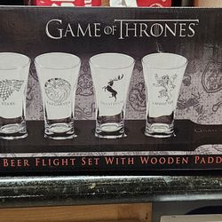 Game Of Thrones Beer Flight Set With Wooden Paddle