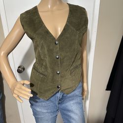 Learsi Women’s Vintage Green Leather Vest