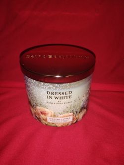 Brand New Large Bath & Body Works - Dressed in white natural scented candle 14.5 oz.