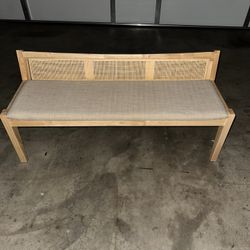 Cane Back Cushioned Bench
