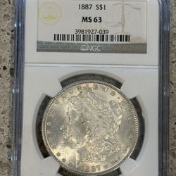 1887 Morgan Dollar $1 Silver MS63