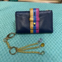 NEW! Fossil blue leather wristlet wallet