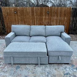 🚚 FREE DELIVERY ! Beautiful Kent Grey Pull Out Sleeper Sectional Couch