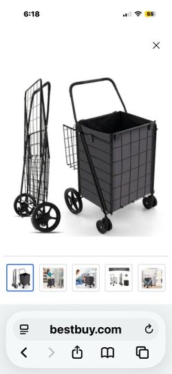 Foldable Rolling Utility Cart with side basket
