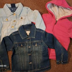 2 Denim & 1 Sweater Hoodie Girls Jackets. All 5T
