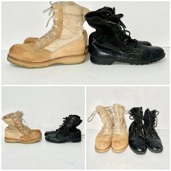 Vibram Military Boots Khaki & Black Womens 7.5 & 8  (2) Preowned  