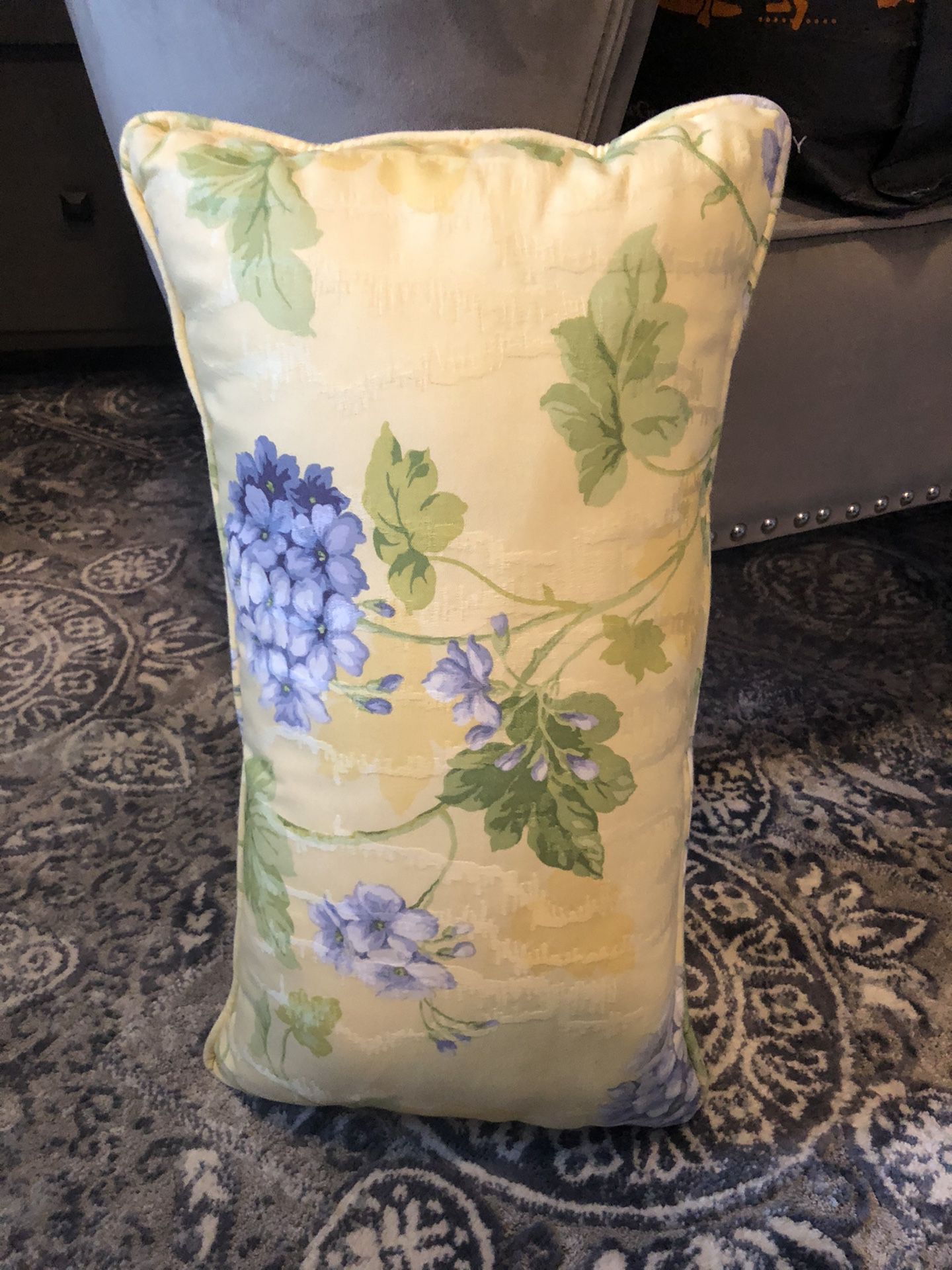 Hydrangea custom pillow and matching tablecloth