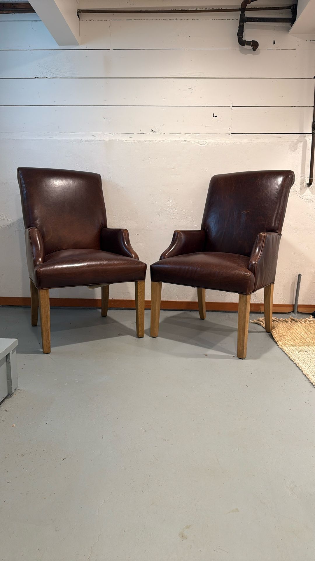 2 Leather Restoration Hardware Wingback Chairs