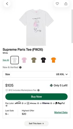 SUPREME PARIS TEE XXL