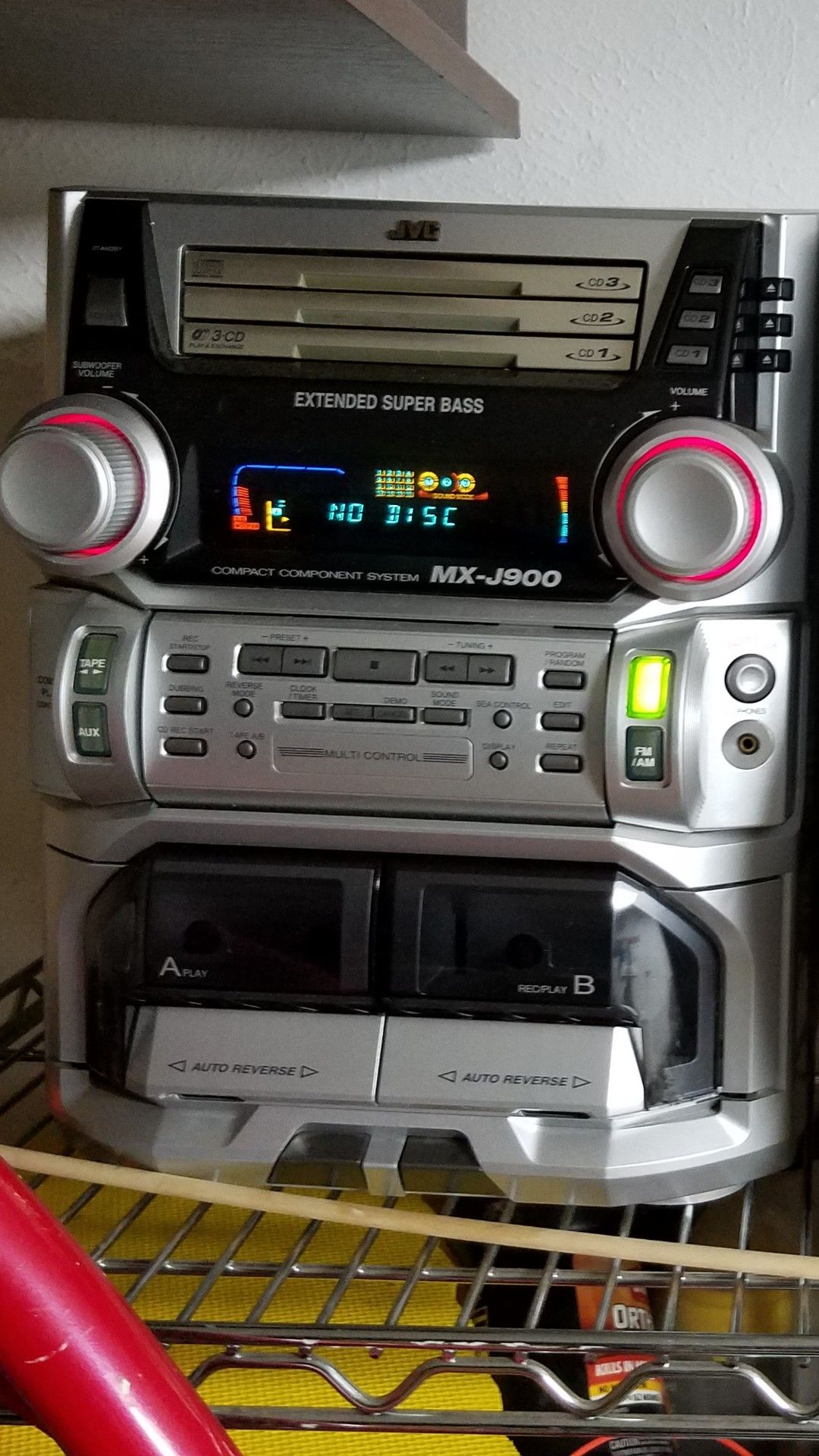 OLD SCHOOL JVC STEREO 3 DISC - CD PLAYER WITH DUO CASSET PLAYER RECORDER