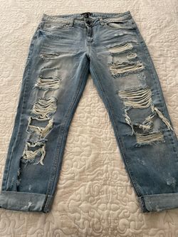 Light Wash Heavily Distressed Boyfriend Jeans