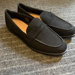 WOMENS SIZE 9 DRESS SHOES LOAFERS SUEDE BLACK OLD NAVY