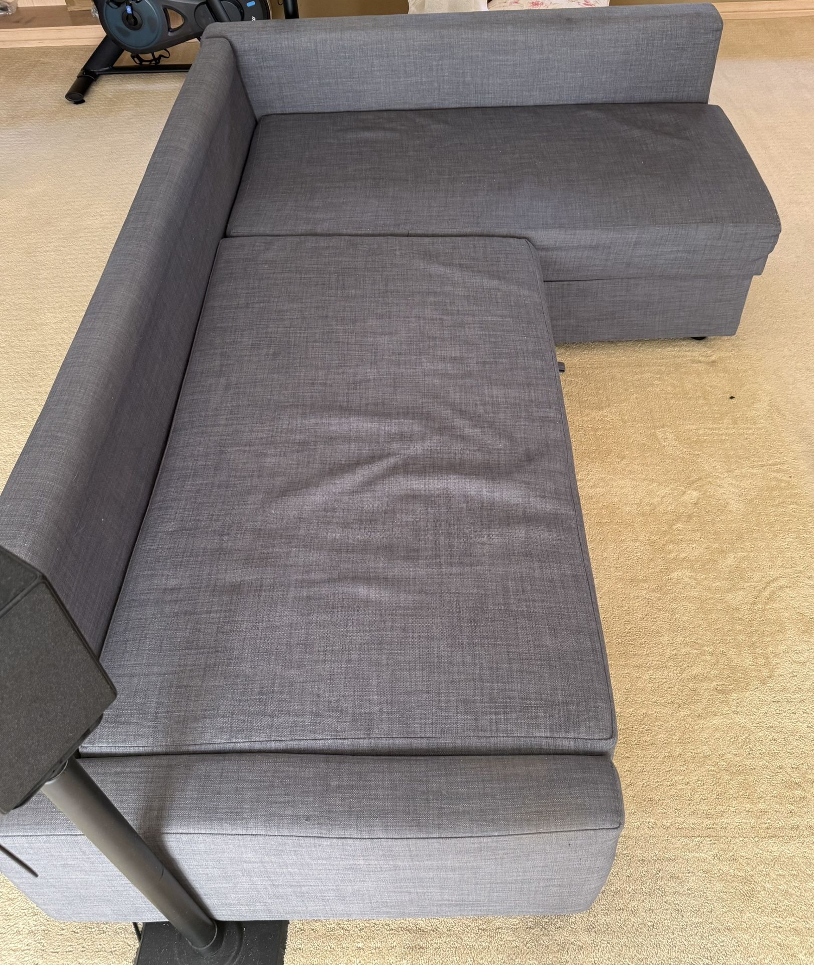 IKEA Gray Sectional Sofa w/Pull-Out Bed, Storage, Back Cushions