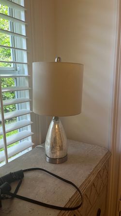 Pair of Mercury Glass Table Lamps with Drum Shade