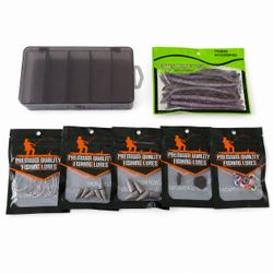 FiFiFi Bass Essentials Pack 4.75" Worm 3/0 EWG Texas Rig Kit Smoke Purple