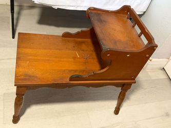 Vintage Wood Telephone Table with Step Design