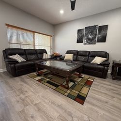 2 Brown Leather Sofas