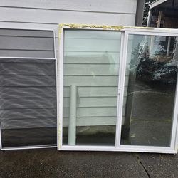 Milgard Vinyl Sliding Windows 59.5"x47.5" & 59.5"x59.5" Double Pane White
