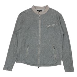 John Varvatos Jacket Womens Large L Grey Sweatshirt Sweater Bomber Full Zip