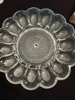 Clear Glass Deviled Egg Serving Plate