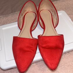 Red Suede Flats 