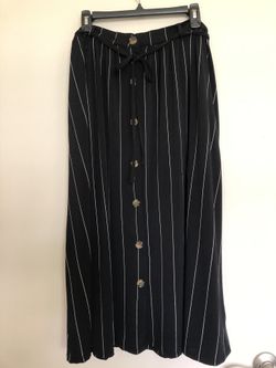 Striped Black Midi Skirt 