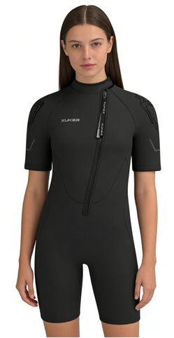 XUKER Mens Shorty Wetsuit Women, 3mm Diving Suit Front Zip Wetsuit Thermal Suit
