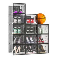 X-Large 12 Pack Shoe Organizer,Stackable Ultra Transparent Plastic Shoe Box for Closet,Durable Shoe Storage,Substitute shoe rack Fit for Women/Men Hig