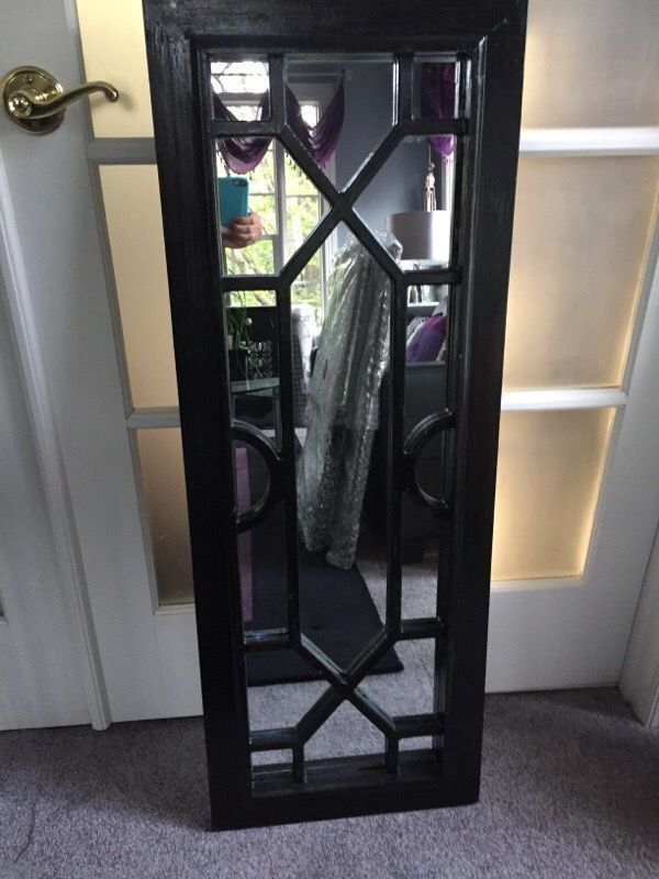 53" high 16" wide solid wood gloss black finish