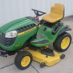 John Deere D170 riding lawn mower.  26hp engine,  54" deck and auto transmission.  Many new parts. delivery available.  Runs.