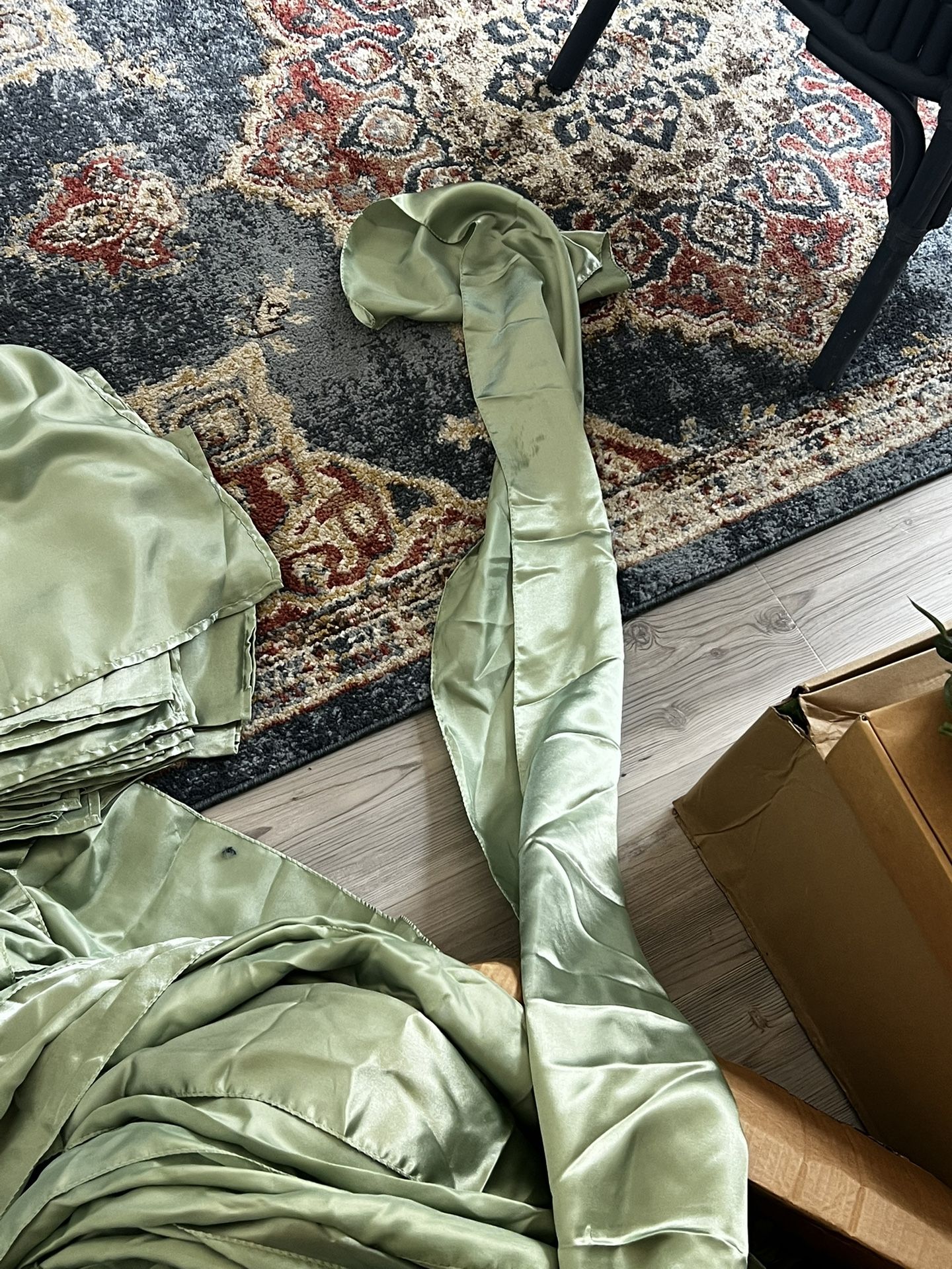 Sage Green Satin Napkins And Table Runners