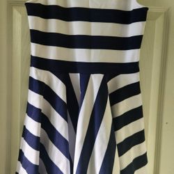 Ralph Lauren Girl's Navy Blue Stripe Dress Sz. 12-14