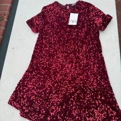 Zara Girls Dress Size 13/14.  Red Sequin Dress 